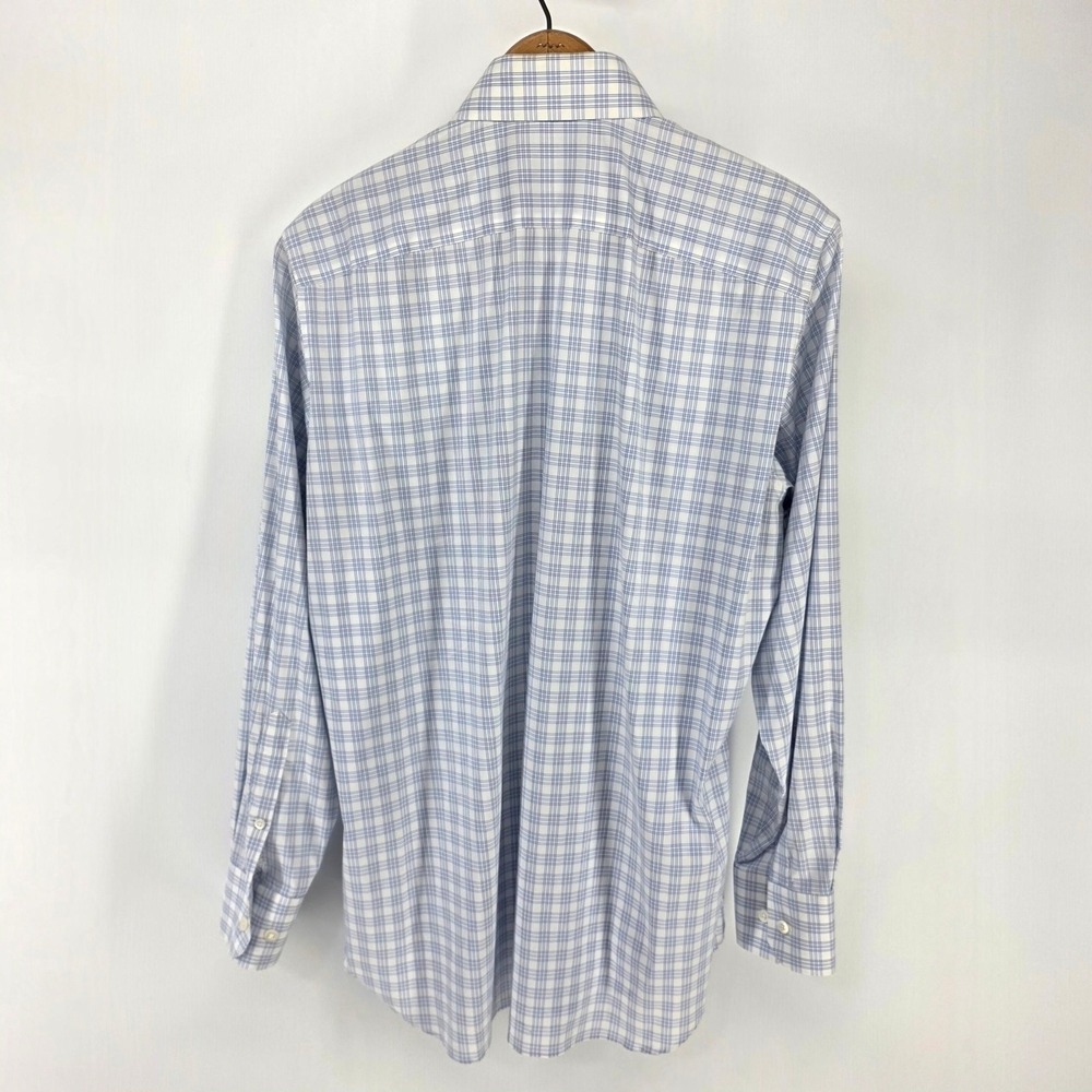 Bonobos Dress Shirt Mens 15.5 33 Blue White Plaid Stretch Slim Fit Button Down - Picture 2 of 7